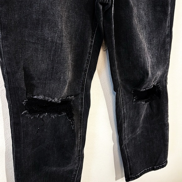 FLYING MONKEY Ultra High Rise Jeans Vintage Black Distressed Crop Size 31 - Picture 4 of 7